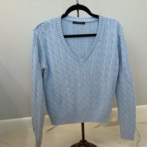 Brandy Melville V-neck Long-sleeve Cable-knit Sweater.